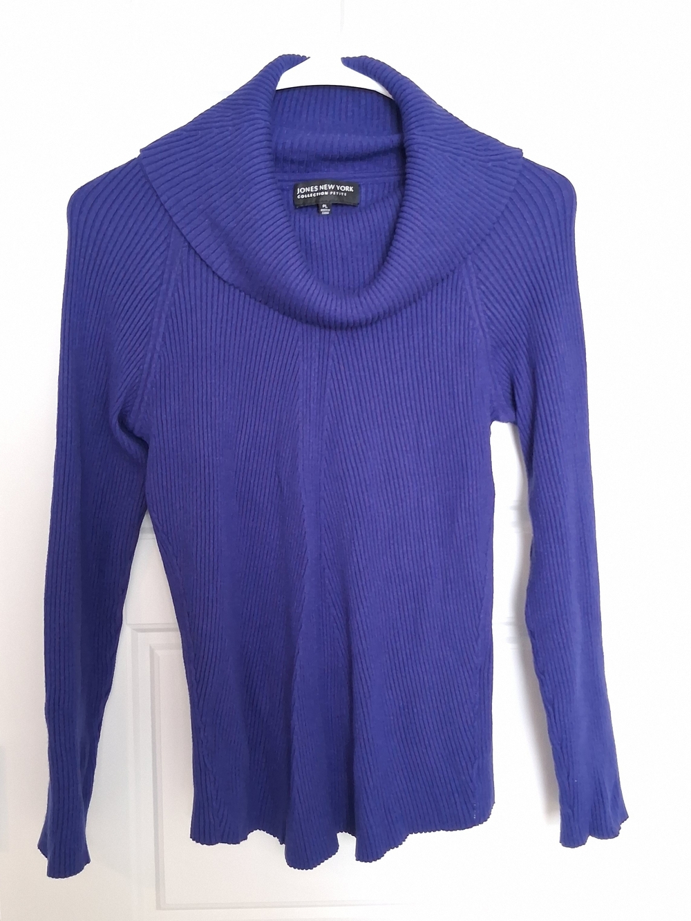 Jones New York Cowl Neck Ribbed Sweater - Blue